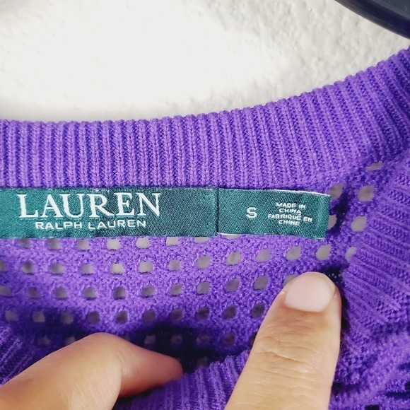 Lauren Ralph Lauren Purple Open Knit Casual Pullover Sweater Size Small - Picture 2 of 9